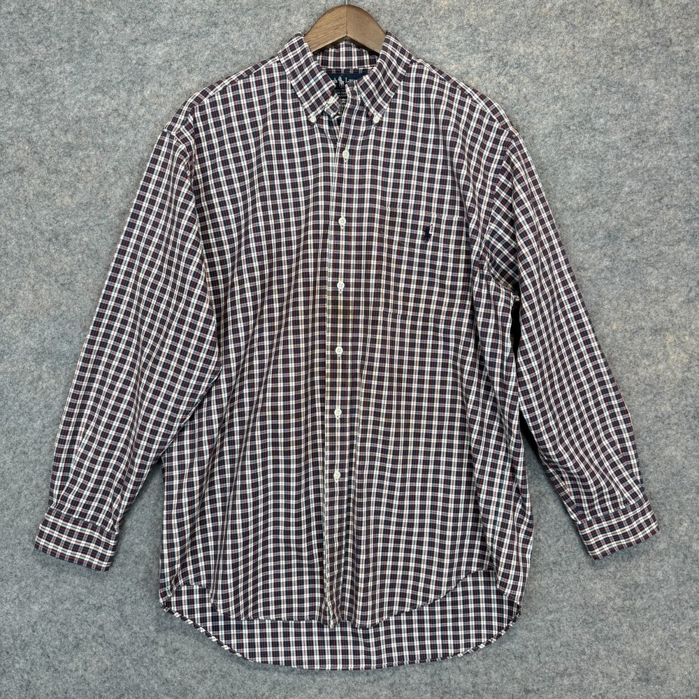 Vintage Ralph Lauren Big Shirt Mens Medium Button Baggy Oversized Relaxed Plaid